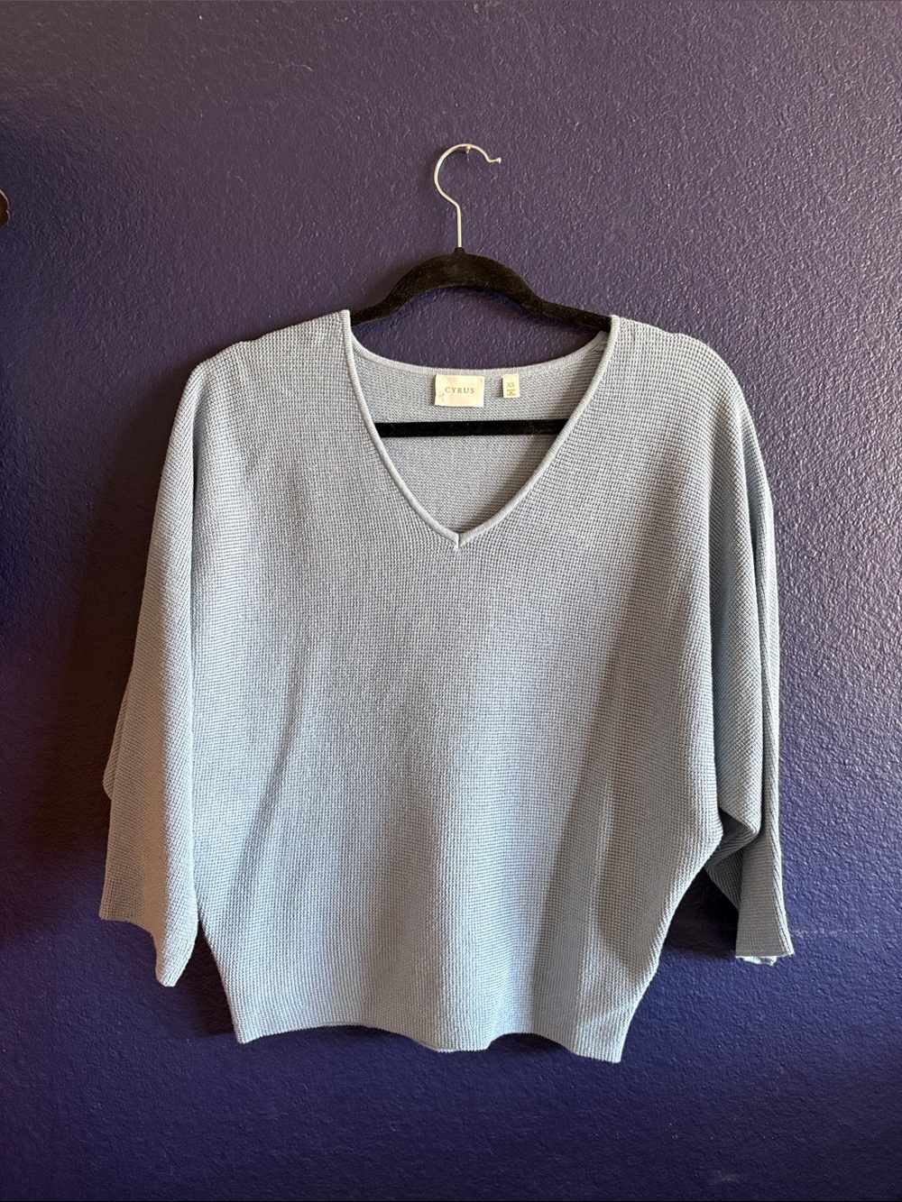 Cyrus Pale Blue V-Neck Knit Sweater